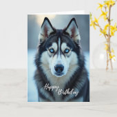 Carte d'anniversaire joyeuse Loup Animal (Fleur jaune)