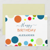 Carte d'anniversaire joyeuse multicolore personnal (Devant / Derrière)