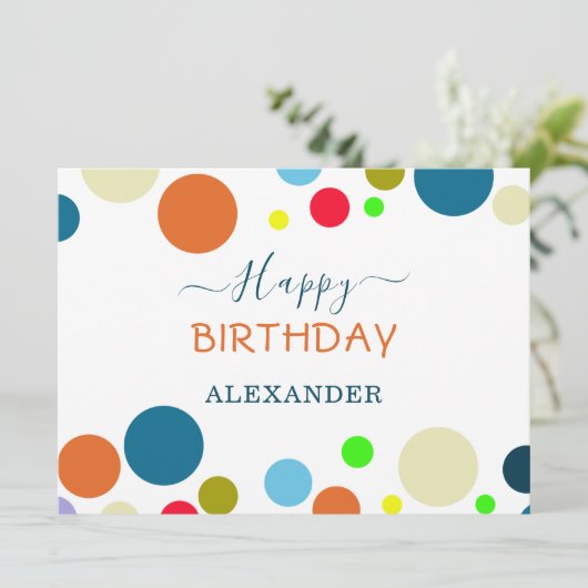 Carte d'anniversaire joyeuse multicolore personnal (Debout devant)