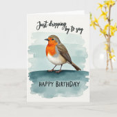 Carte d'anniversaire joyeuse Orange Bird Art (Fleur jaune)