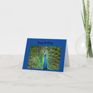 Carte d'anniversaire joyeuse paon bleu et vert