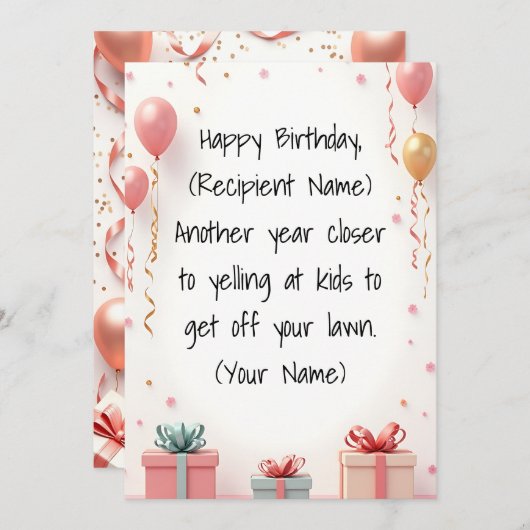 Carte d'anniversaire joyeuse personnalisable - Per (Devant / Derrière)