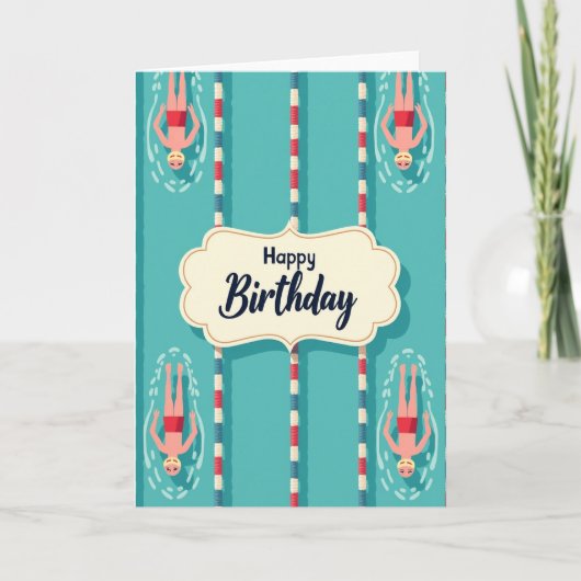 Carte d'anniversaire Joyeuse Piscine (Devant)