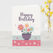 Carte d'anniversaire joyeuse Pot de polka (Fleur jaune)