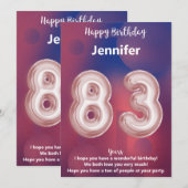 Carte d'anniversaire joyeuse pour 83 ans - Élégant (Devant / Derrière)
