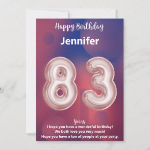 Carte d'anniversaire joyeuse pour 83 ans - Élégant