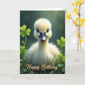 Carte d'anniversaire joyeuse pour bébé animal (Fleur jaune)