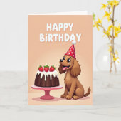 Carte d'anniversaire joyeuse pour chiots (Fleur jaune)