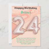 Carte d'anniversaire joyeuse pour filles de 24 ans (Dos)