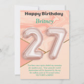 Carte d'anniversaire joyeuse pour filles de 27 ans (Dos)