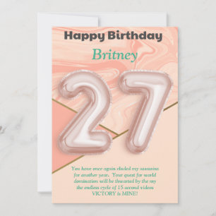 Carte d'anniversaire joyeuse pour filles de 27 ans
