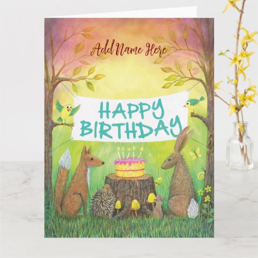 Carte d'anniversaire joyeuse pour les animaux des (Fleur jaune)