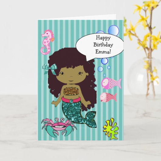 Carte d'anniversaire joyeuse pour les sirènes ethn (Fleur jaune)