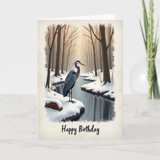 Carte d'anniversaire joyeuse pour oiseau d'hiver (Devant)