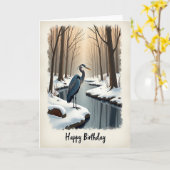 Carte d'anniversaire joyeuse pour oiseau d'hiver (Fleur jaune)