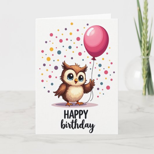Carte d'anniversaire joyeuse pour Owlets (Devant)