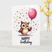 Carte d'anniversaire joyeuse pour Owlets (Fleur jaune)