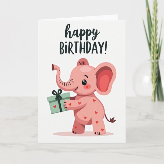Carte d'anniversaire Joyeuse Rose (Devant)