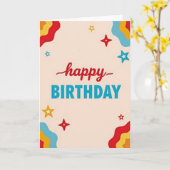 Carte d'anniversaire Joyeuse Rouge Script (Fleur jaune)