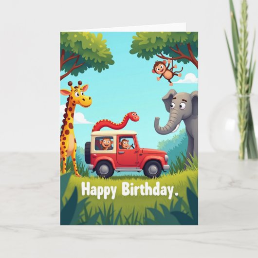 Carte d'anniversaire Joyeuse Safari (Devant)