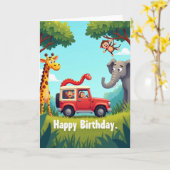 Carte d'anniversaire Joyeuse Safari (Fleur jaune)