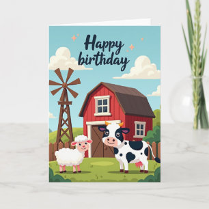 Carte d'anniversaire Joyeuse Scène de Ferme