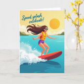 Carte d'anniversaire Joyeuse Surf (Fleur jaune)