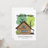 Carte d'anniversaire joyeuse tirée à la main par l (Devant/Arrière en situation)