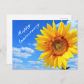 Carte d'anniversaire joyeuse tournesol et abeilles (Devant / Derrière)