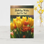 Carte d'anniversaire Joyeuse Tulipe (Fleur jaune)