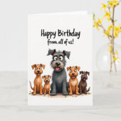 Carte d'anniversaire Joyeux Amis Chiens (Fleur jaune)