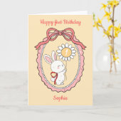 Carte d'anniversaire Joyeux Anniversaire avec Lapi (Fleur jaune)