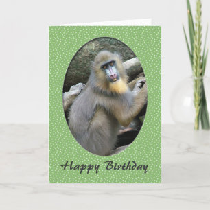 Carte d'anniversaire joyeux babouin animal de zoo