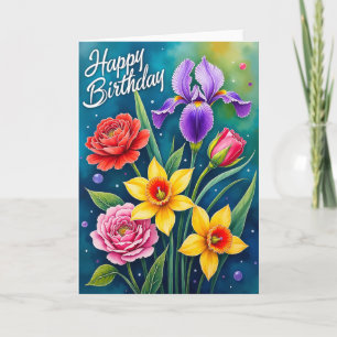 Carte d'anniversaire Joyeux Blooms