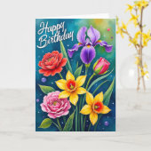 Carte d'anniversaire Joyeux Blooms (Fleur jaune)