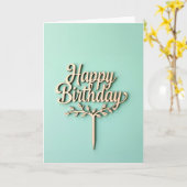 Carte d'anniversaire Joyeux Bois Script (Fleur jaune)