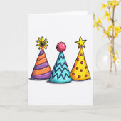 Carte d'anniversaire Joyeux Chapeaux (Fleur jaune)