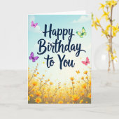 Carte d'anniversaire Joyeux Ciel (Fleur jaune)