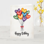 Carte d'anniversaire Joyeux Cœurs (Fleur jaune)