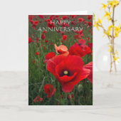 Carte d'anniversaire joyeux du champ de pavot (Fleur jaune)