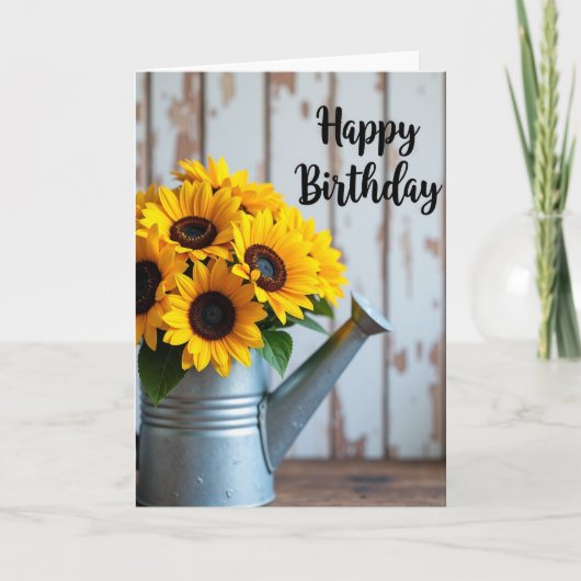 Carte d'anniversaire Joyeux Jaune Fleurs (Devant)