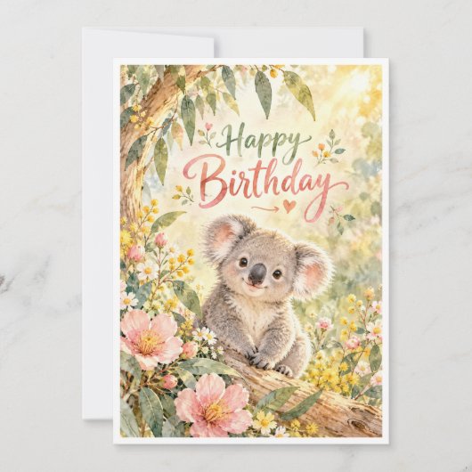 Carte d'anniversaire joyeux Koala (Devant)
