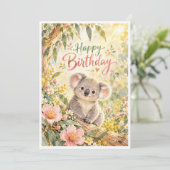 Carte d'anniversaire joyeux Koala (Debout devant)