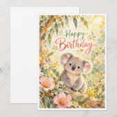 Carte d'anniversaire joyeux Koala (Devant / Derrière)