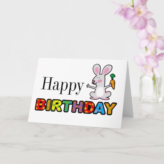 carte d'anniversaire joyeux lapin mignon (Orchidée)