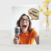 Carte d'anniversaire Joyeux Microphone (Fleur jaune)