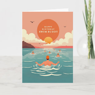 Carte d'anniversaire Joyeux Nageurs