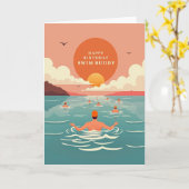 Carte d'anniversaire Joyeux Nageurs (Fleur jaune)