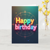 Carte d'anniversaire Joyeux Néon (Fleur jaune)