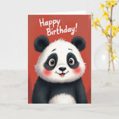 Carte d'anniversaire Joyeux Panda (Fleur jaune)